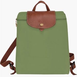 NWT! Longchamp Le Pilage Nylon Canvas M Backpack in Lichen